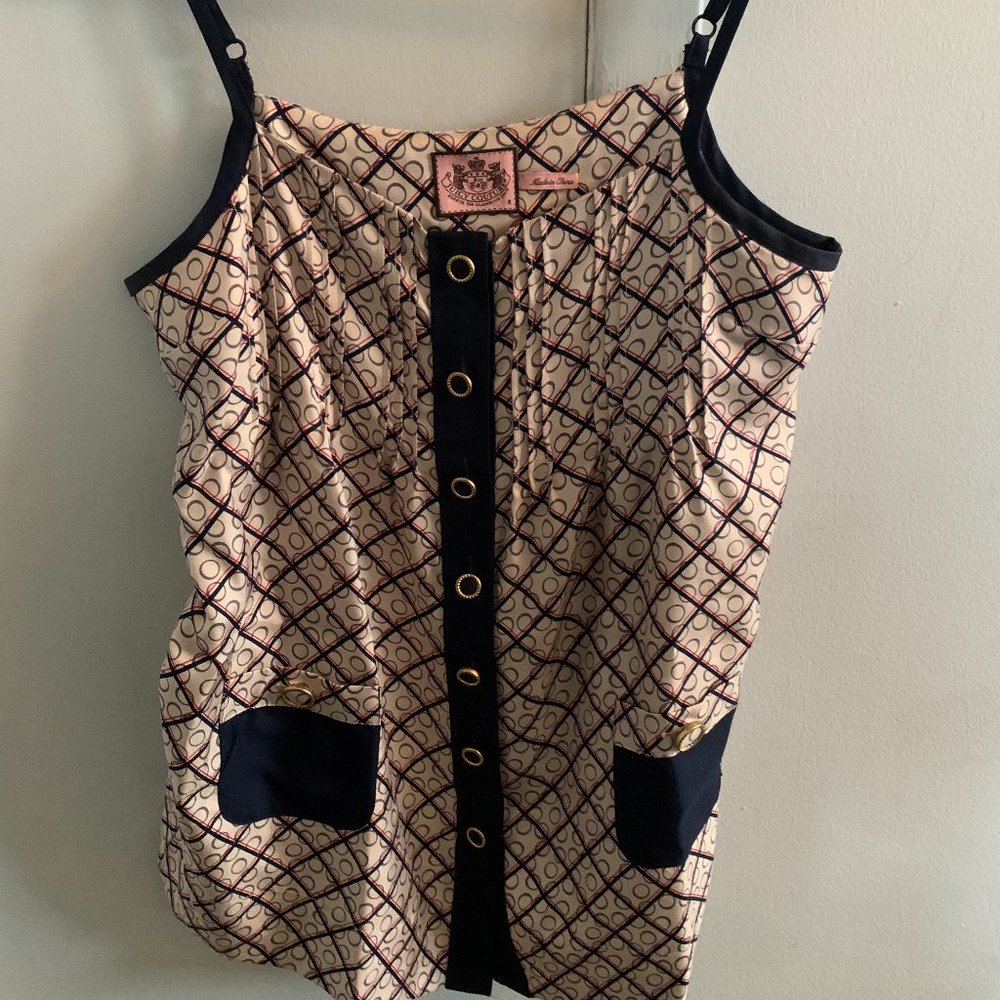 BNWOT $178 JUICY COUTURE Beige Pintuck Cami, Sz 8